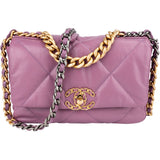 Chanel 19 Purple Quilted Lambskin Single Flap Crossbody Bag