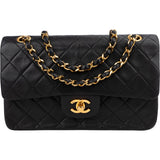 Chanel Quilted Lambskin Small 24K Gold Double Flap Shoulder Bag