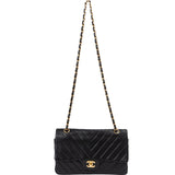 Chanel Quilted Lambskin Chevron Medium 24K Gold Double Flap Shoulder Bag