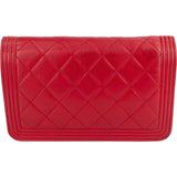 Chanel Quilted Leather Boy Wallet On Chain Crossbody Bag