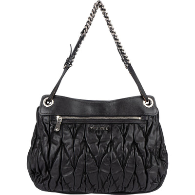Miu Miu Matelassé Leather Hobo Shoulder Bag