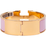 Hermès Gold Tone Rose Nacarat Clic Clac GM H Bracelet