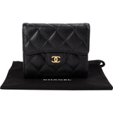 Chanel Quilted Caviar Leather CC Small Flap Wallet