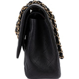 Chanel Quilted Caviar Leather Palladium Jumbo Double Flap Crossbody Bag