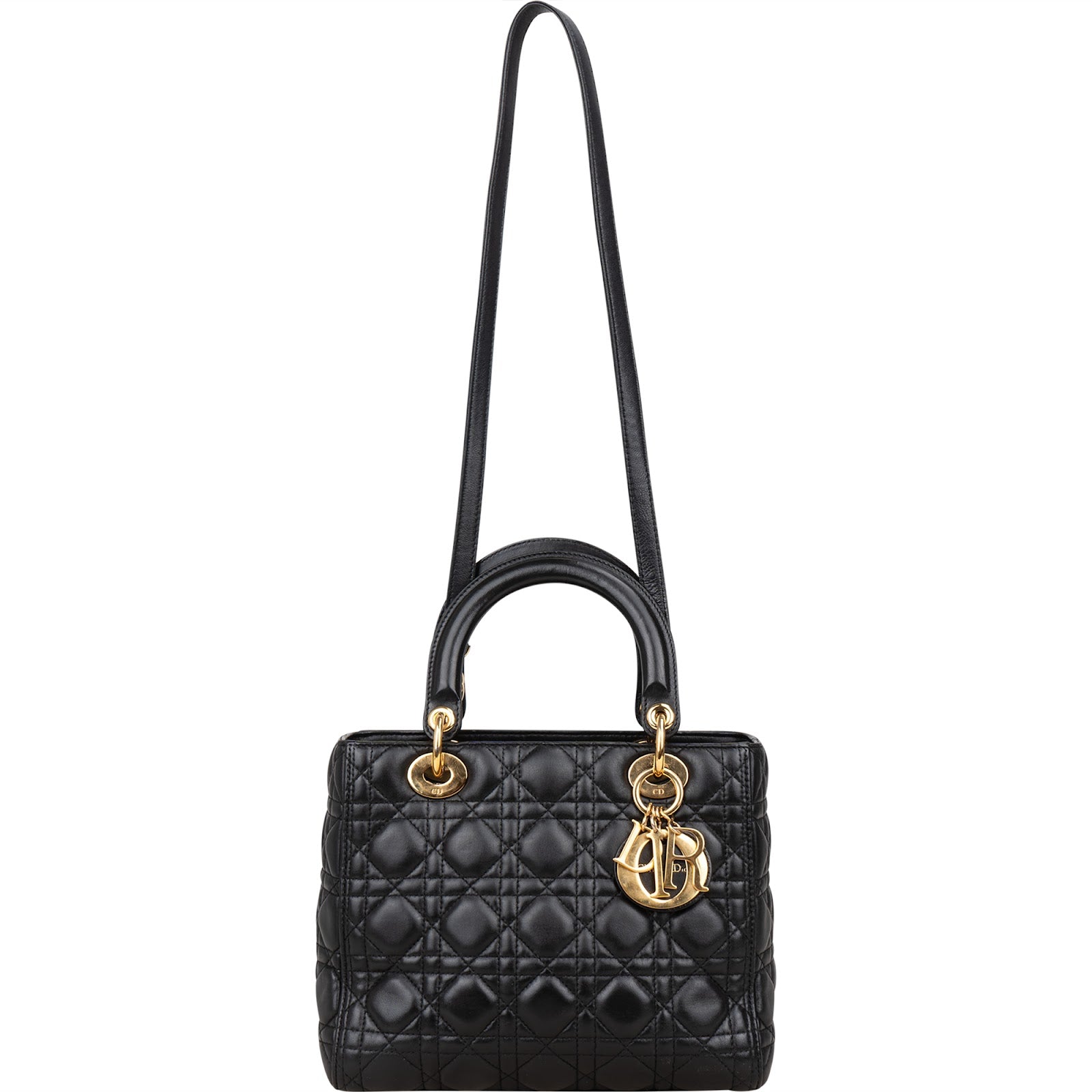 [🔄️B07 / F27] Christian Dior Quilted Lambskin Medium Lady Dior Handbag - vintageandkickz