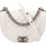 Chanel Quilted Caviar Leather Small Boy Messenger Single Flap Crossbody Bag