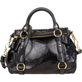 Miu Miu Black Vitello Lux Leather City Handbag