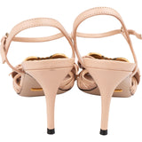 Gucci Nude Leather Studded Bee Bow Sandal Heels (38)