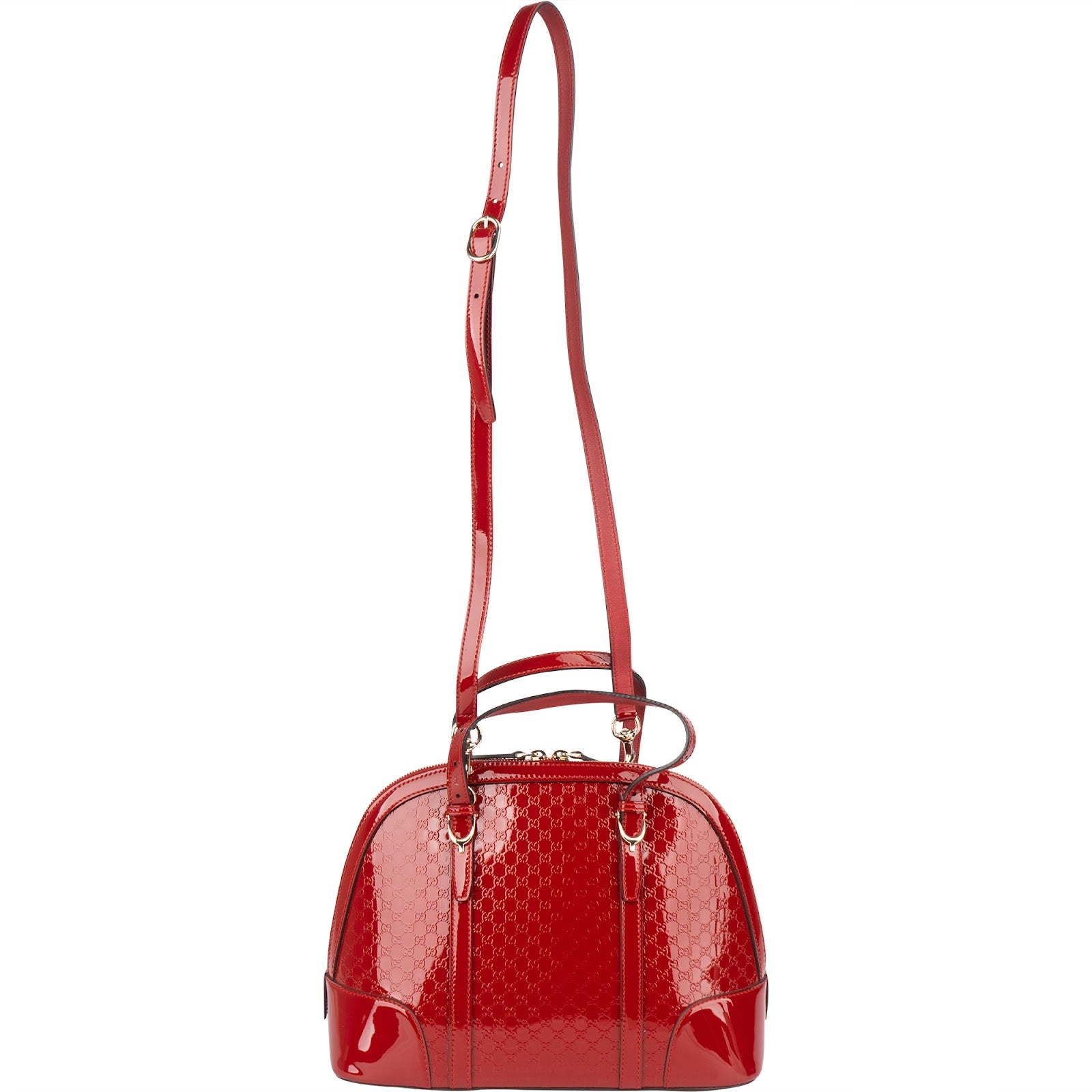 Gucci Red Microguccissima Patent Leather Dome Handbag - vintageandkickz