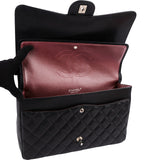 Chanel Quilted Caviar Leather Palladium Maxi Double Flap Crossbody Bag