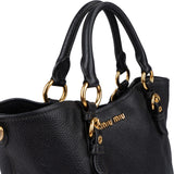 Miu Miu Grained Leather Vitello Daino Tote Handbag