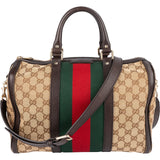 Gucci Monogram GG Sherry Line Web Boston Handbag