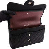 Chanel Quilted Caviar Leather Palladium Jumbo Double Flap Crossbody Bag