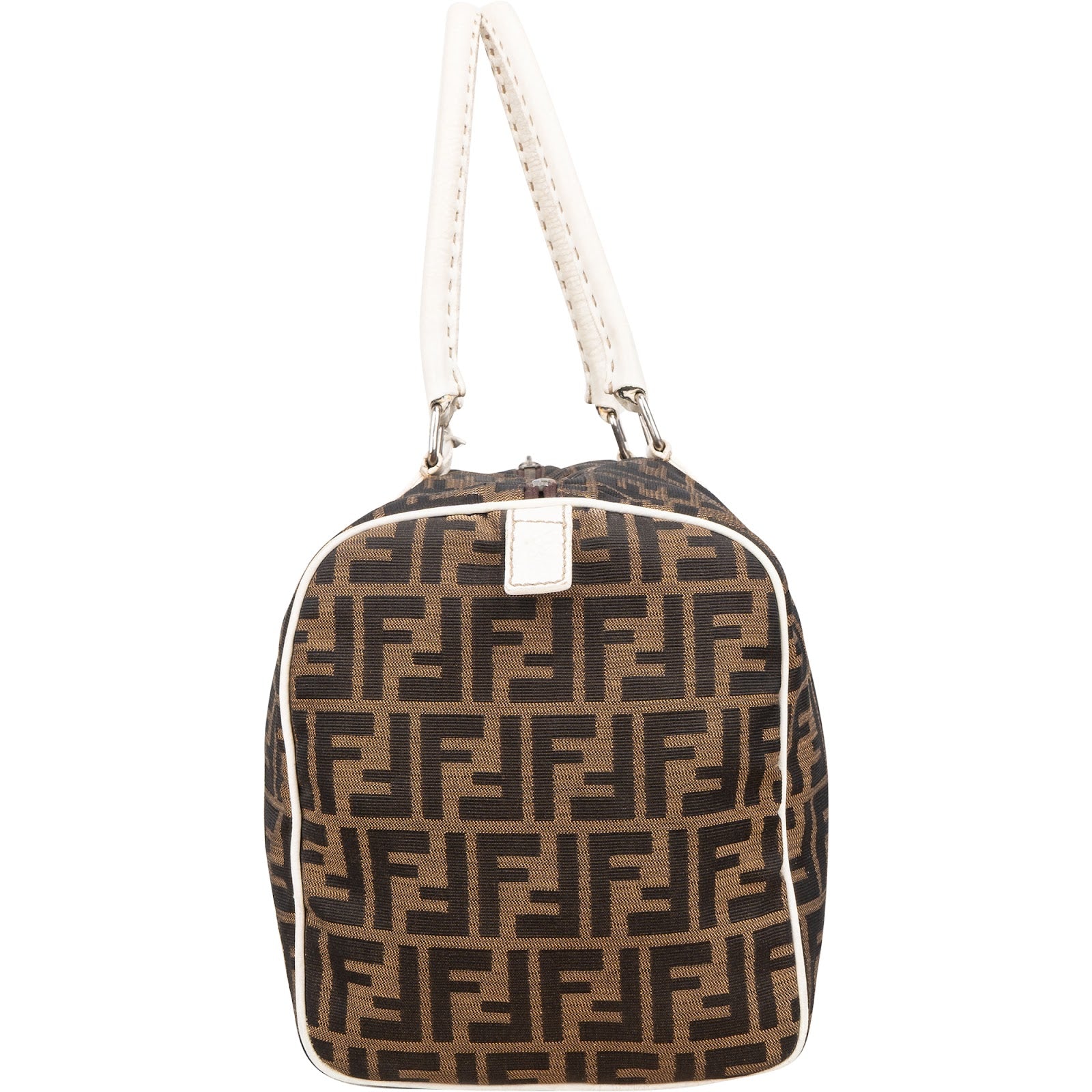Fendi Monogram Zucca Canvas Boston Bag Handbag - vintageandkickz