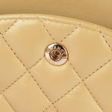 Chanel Gold Shimmering Quilted Lambskin Medium Double Flap Shoulder Bag