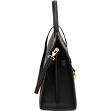 Burberry Black Grained Leather Medium Title Tote Handbag
