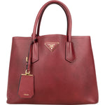 Prada Red Saffiano Leather Double Handbag - vintageandkickz