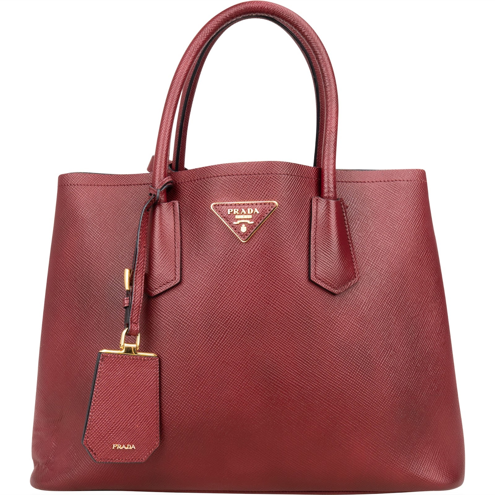 Prada Red Saffiano Leather Double Handbag - vintageandkickz