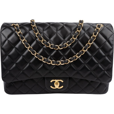 Chanel Quilted Lambskin Maxi Double Flap Crossbody Bag