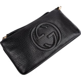 Gucci Pebbled Calfskin Soho Wristlet Pouch Wallet