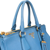 Prada Blue Vitello Daino Gallaria Tote Handbag