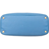 Prada Blue Vitello Daino Gallaria Tote Handbag