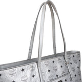 MCM Monogram Visetos Metallic Liz Shopper Tote Shoulder Bag