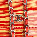 Chanel Striped Patent Leather Wallet on Chain Crossbody Bag