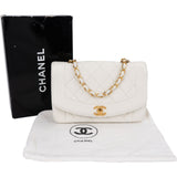 Chanel Quilted Lambskin 24K Gold Single Flap Diana Crossbody Bag
