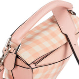 Loewe Leather Gingham Salmon Puzzle Handbag