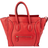 Celine Red Drummed Calfskin Luggage Handbag