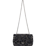 Chanel Sequin Embellished Woven CC Medium Double Flap Shoulder Bag