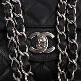 Chanel Quilted Caviar Leather Palladium Maxi Single Flap Crossbody Bag