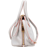 Miu Miu Grey Vitello Daino Leather Side Zip Small Tote Handbag