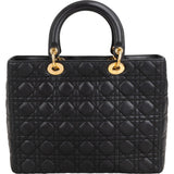 Christian Dior Noir Quilted Lambskin Medium Lady Dior Handbag