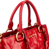 Miu Miu Red Leather Vitello Shine Tote Handbag