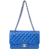 Chanel Bleu Quilted Lambskin Medium Double Flap Shoulder Bag