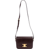 Celine Burgundy Classic Boxcalf Leather Triomphe Crossbody Bag
