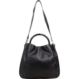 Gucci Black Leather Bamboo Hobo Handbag