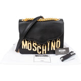 Moschino Leather Lettering Emblem Crossbody Bag