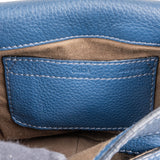 Chloé Blue Grained Calfskin Marcie Saddle Crossbody Bag