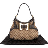 Gucci Monogram GG Large Buckle Hobo Shoulder Bag