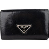 Prada Black Leather Triangle Mini Wallet