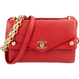Chanel Stitched Leather Chevron Envelope Double Flap Shoulder Crossbody Bag