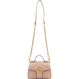 Gucci Nude Matelassé Leather GG Marmont Small Top Handle Crossbody Handbag