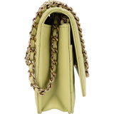 Chanel Green Quilted Lambskin Wallet On Chain Crossbody Bag
