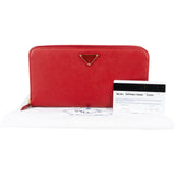 Prada Saffiano Leather Zip Around Wallet
