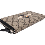 Gucci Monogram GG Supreme Canvas Bee Zip Around Wallet