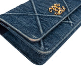 Chanel 19 Quilted Denim Chanel Wallet On Chain Crossbody Bag