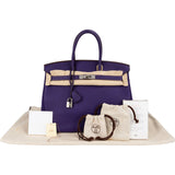 Hermès Iris Purple Taurillon Clemence Palladium Birkin 35 Handbag